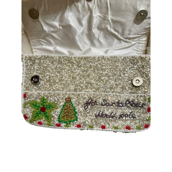 Viral Handcrafted Christmas Beaded Shoulder Bag Santa Holidays NWT Made in India - Picture 6 of 6